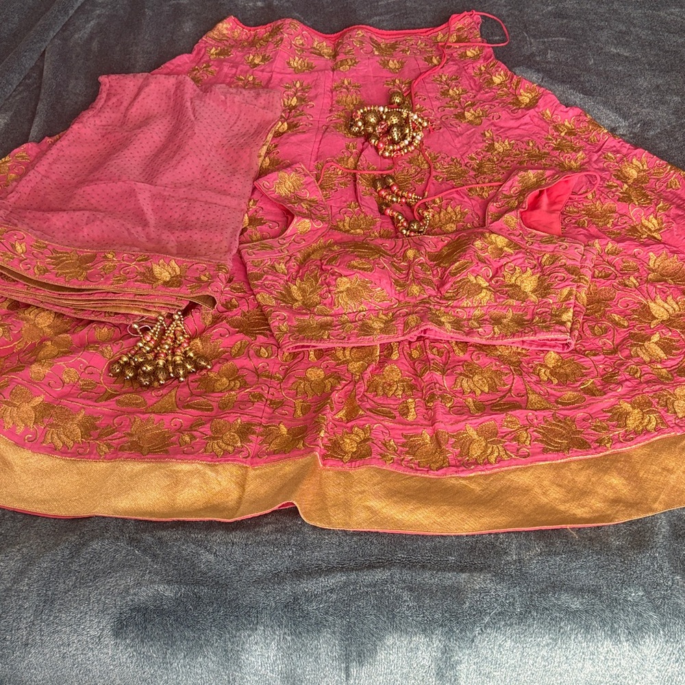 Elegant Pink and Gold Lehenga